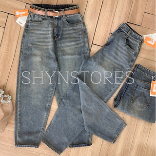 Quần jeans nữ Shynstores dáng baggy lưng cao vải bò dày đẹp freeship
