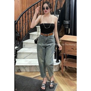 Quần bò nữ Shynstores - quần baggy jeans dáng trơn lưng cao chất đẹp freeship