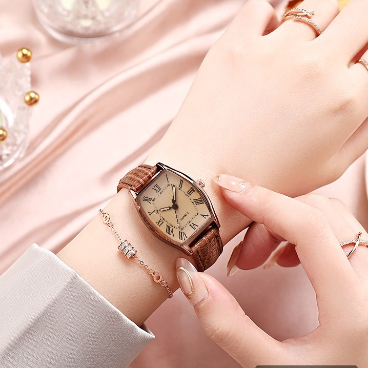 Đồng Hồ Nữ Mặt Vuông Dây Da Cao Cấp Thời Trang Vintage DH22