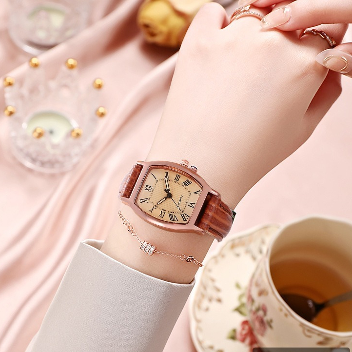 Đồng Hồ Nữ Mặt Vuông Dây Da Cao Cấp Thời Trang Vintage DH22