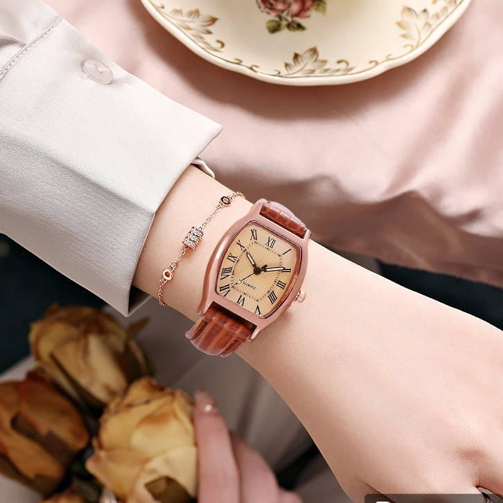 Đồng Hồ Nữ Mặt Vuông Dây Da Cao Cấp Thời Trang Vintage DH22