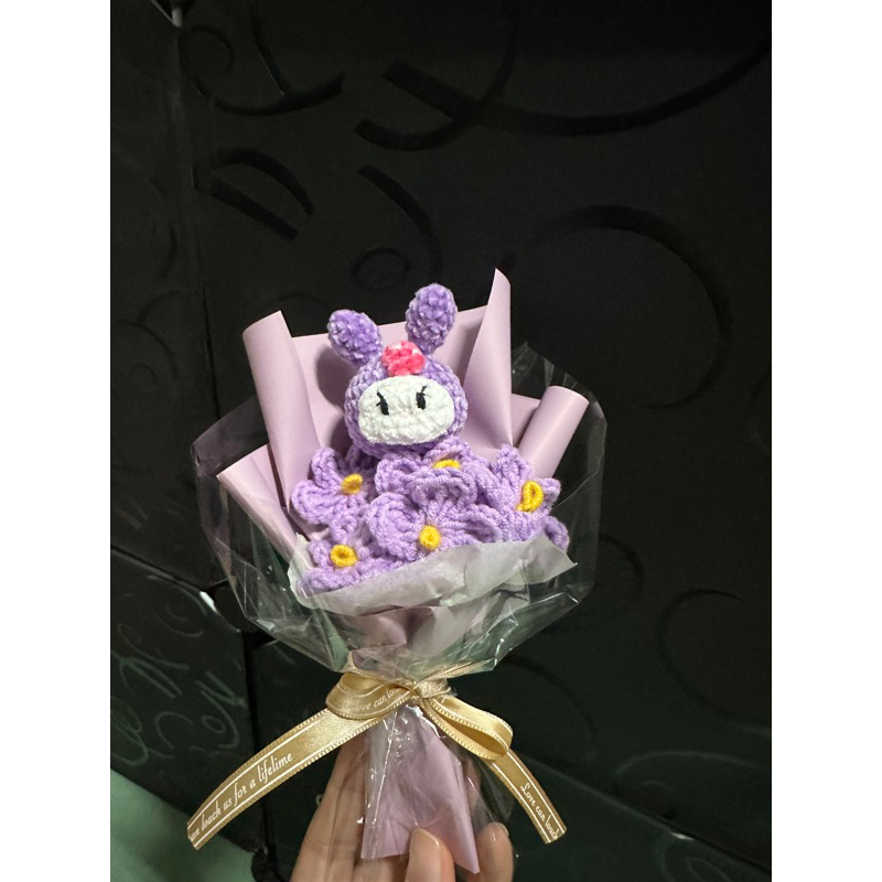 Bó hoa mini, kuromi bằng len, hoa kuromi, kurori