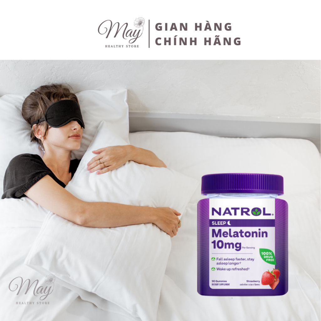 Kẹo Dẻo Cải Thiện Giấc Ngủ Natrol Gummies Melatonin 10mg Strawberry (Lọ 90 Viên)