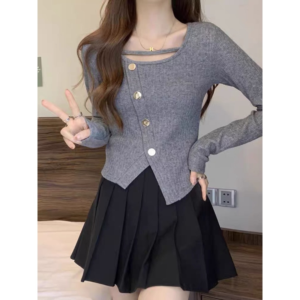 Áo BIGSIZE len gân khuy chéo M9654 55-95KG