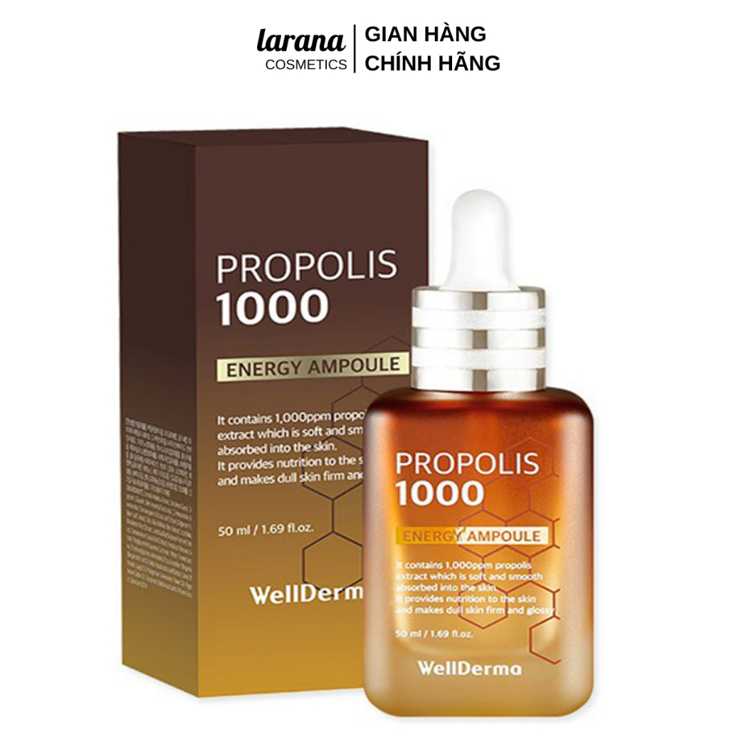 Serum WellDerma Propolis 1000 Energy Ampoule Tinh Chất Keo Ong Dưỡng Trắng Da, Giảm Nếp Nhăn, Ngừa Lão Hóa Dung Tích50ml