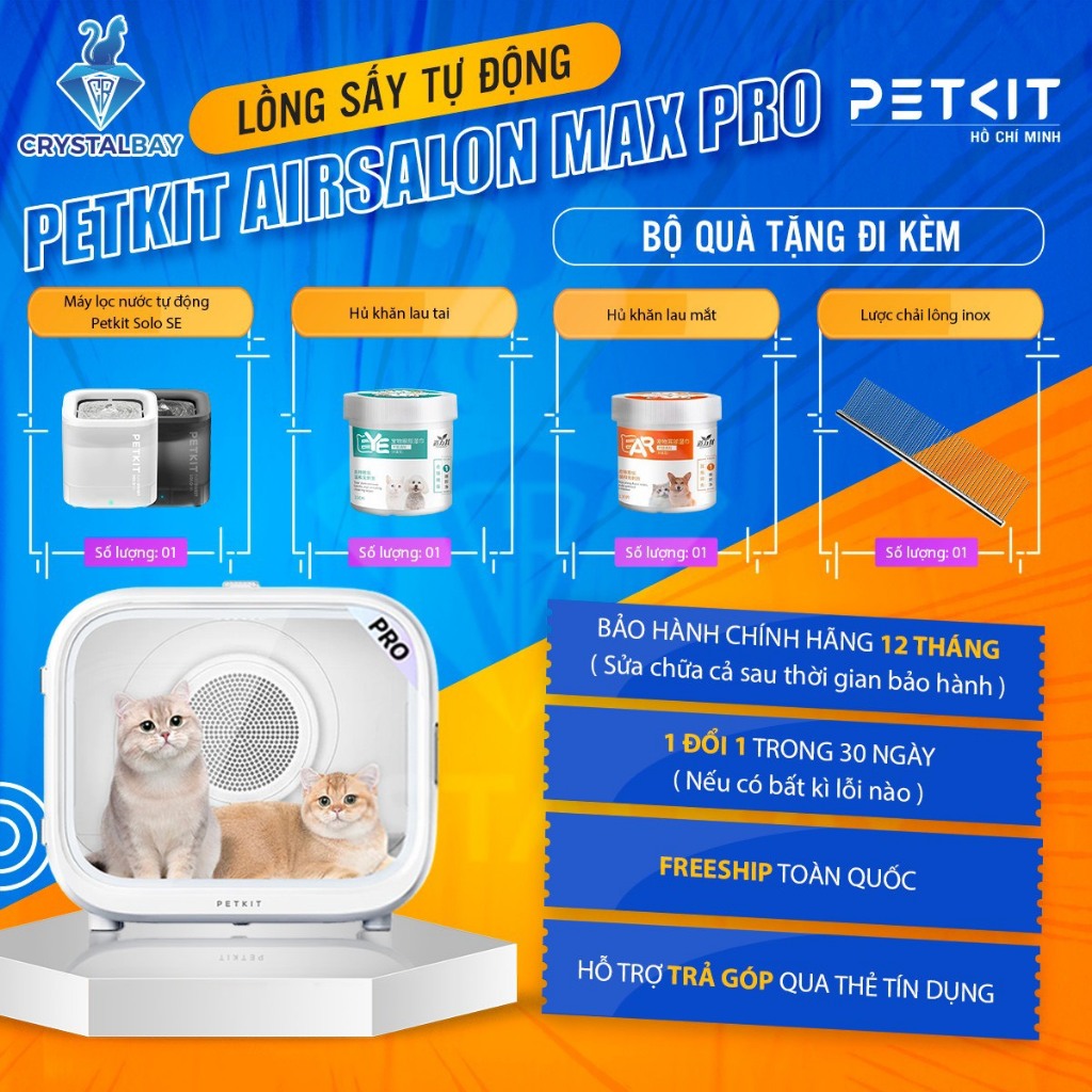 New 2024 - Lồng Sấy tự động cho Chó Mèo Thú Cưng PETKIT AIRSALON MAX PRO - Max Clean