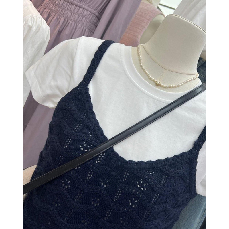 Set áo len xám+yếm đan len