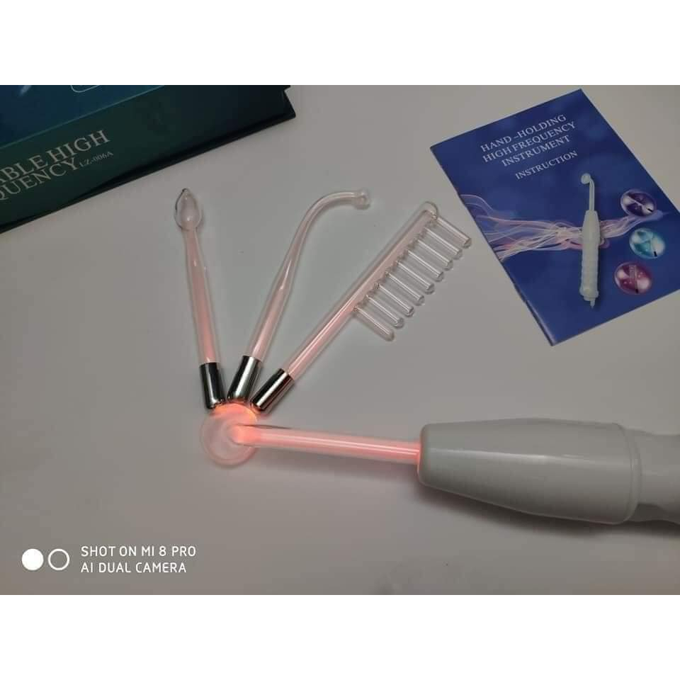 Máy Điện Tím, Điện Cam Sát Khuẩn Giảm Sưng Đỏ Cầm Tay Sau Nặn Mụn Bảo Hành 12 Tháng