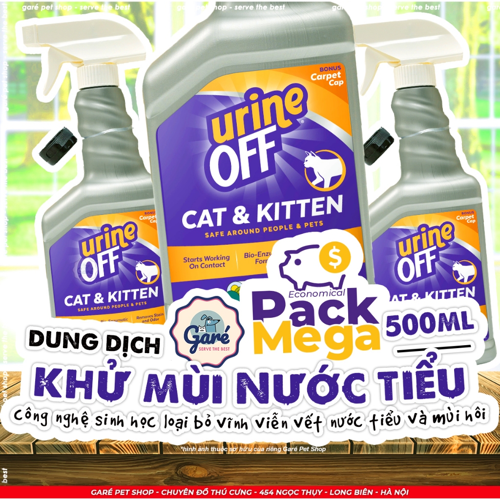 500ml Xịt khử mùi nước tiểu Mèo Urine Off trên các bề mặt hàng nhập Mỹ for Cat & Kitten #MEGAPACK