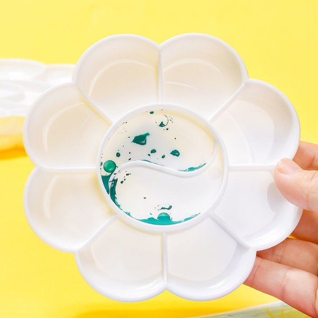 Khay pha màu sơn hình bông hoa (Mẫu 8cm)