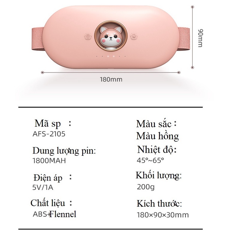 Đai đeo massage giảm đau bụng kinh  , máy làm ấm bụng cho phụ nữ, giảm đau lưng khi đến kì xoa bụng trườm nóng