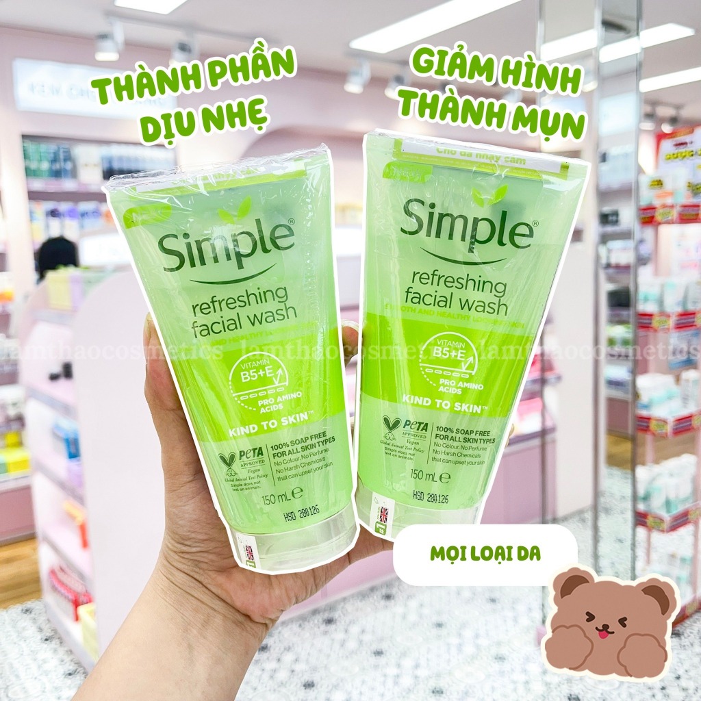 Sữa Rửa Mặt Dạng Gel Simple Kind To Skin Refreshing Facial Wash