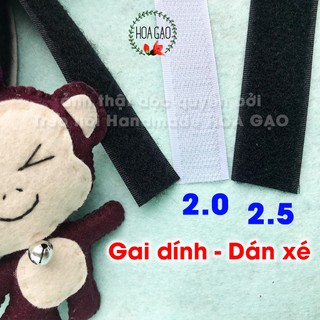 Băng dính gai velcro, gai dính dán xé HOA GẠO GXG cuộn 1m khổ 2cm 2.5cm trắng đen đồ dùng gia đình phụ liệu may