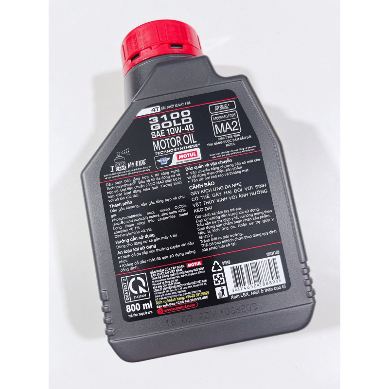 Nhớt xe số Motul 4T 3100 gold 10w40 bảo vệ tối đa động cơ xe