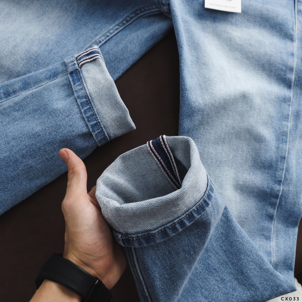 Quần Jean Dài Nam Lcst Xanh Đá, Form Slim-fit, chất vải co giãn nhẹ, ống 15-18cm, Hàng VNXK - CX033