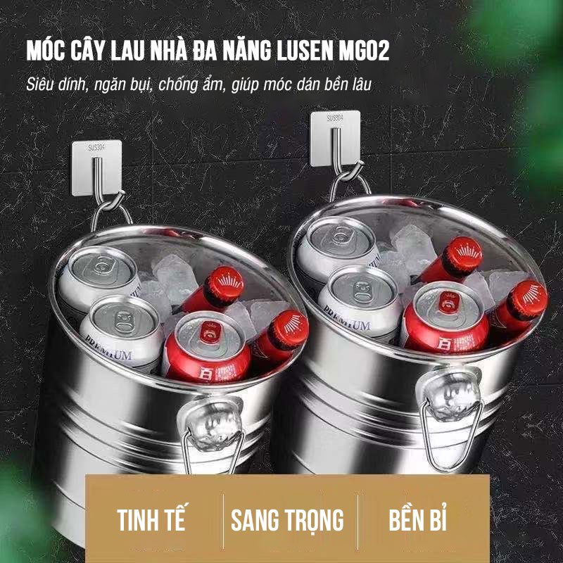 Móc treo cây lau nhà đa năng dán tường bằng kim loại chống gỉ. Lusen MG02