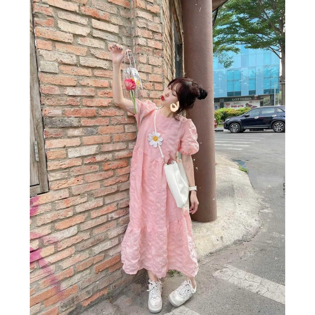 Đầm Babydoll dáng dài, tay bồng đuôi cá màu pastel - Miosa dress trẻ trung, năng động