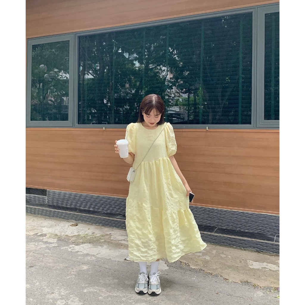 Đầm Babydoll dáng dài, tay bồng đuôi cá màu pastel - Miosa dress trẻ trung, năng động