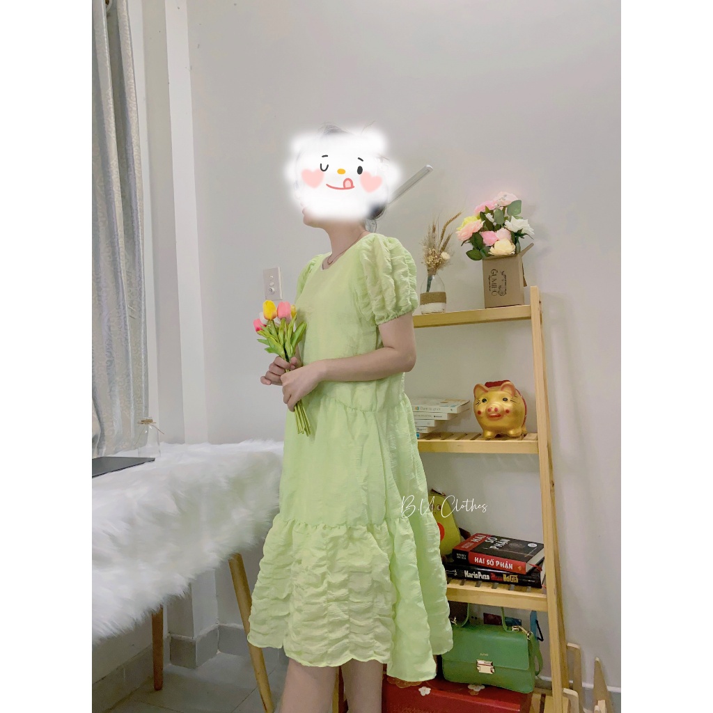Đầm Babydoll dáng dài, tay bồng đuôi cá màu pastel - Miosa dress trẻ trung, năng động