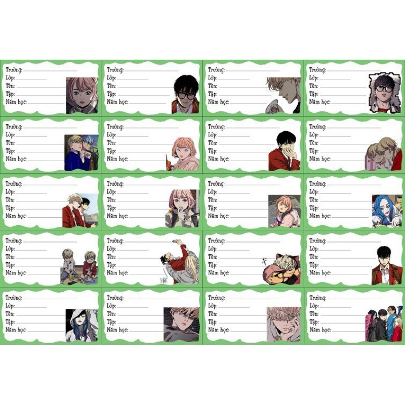 Nhãn dán anime Owen Knight 40 nhãn khác nhau / nhãn vở hình BL owen knight