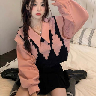 Áo len giả gi lê cổ polo cánh tiên tay dài cho nữ Dory’s Closet