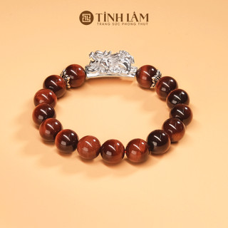 Tinh lâm vòng tay phong thủy đá mắt hổ đỏ - charm tỳ hưu
