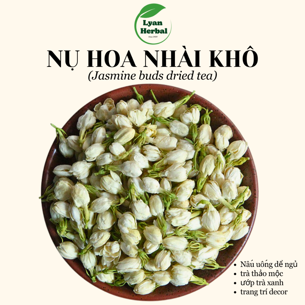 hoa nhài nụ sấy khô loại 1 làm trà hoa nhài thơm trà thảo mộc giúp ngủ ngon dể ngủ sâu giấc