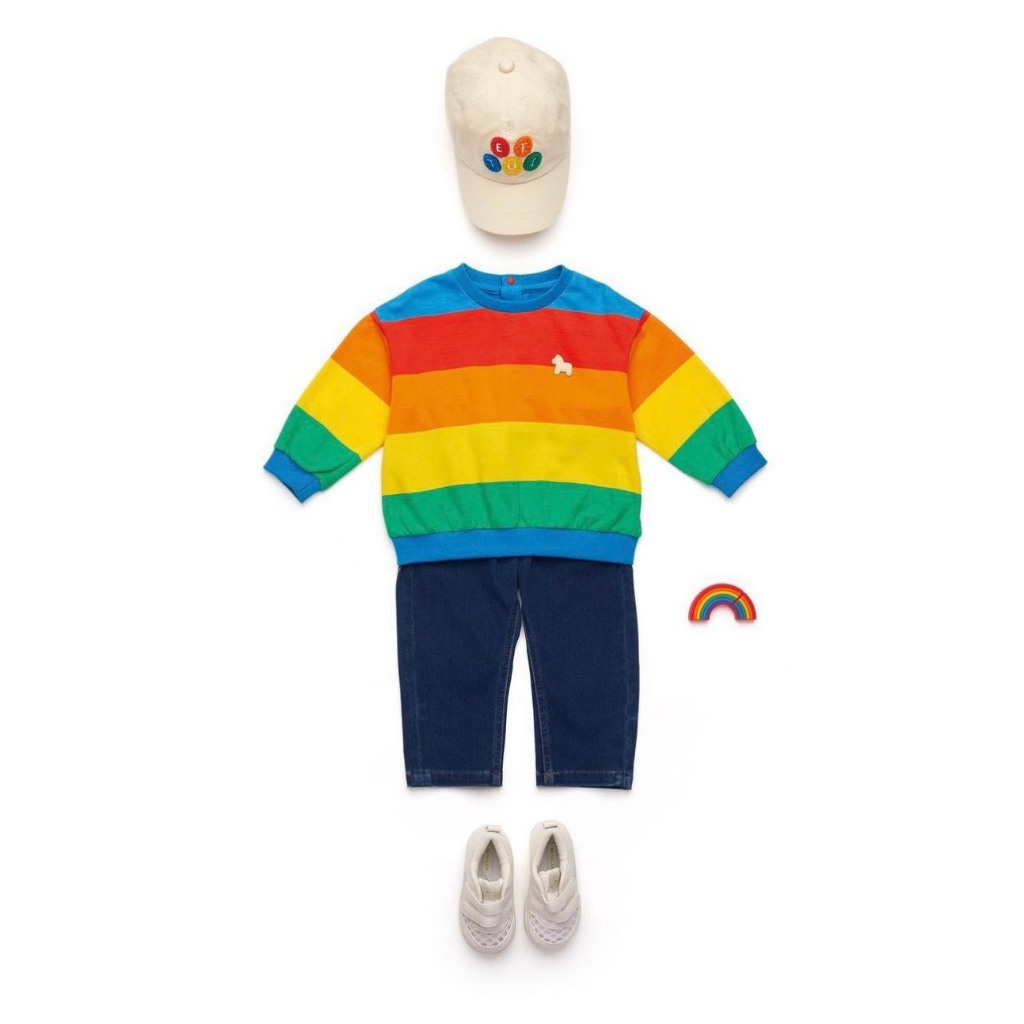 Áo kẻ chất nỉ da cá, co dẵn màu sắc nổi bật ETTOI cho bé trai bé gái