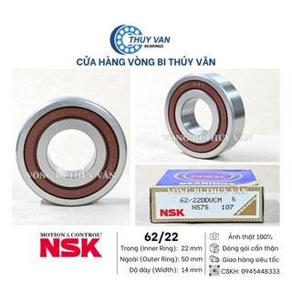 Vòng bi bạc đạn, hạt tròn 62/22, 22x50x14, nắp cao su ddu hãng nsk nhật bản