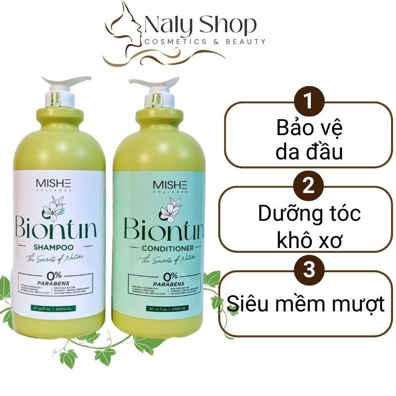 Cặp Gội Xả Mishe Collagen Biotin Dung Tích 2000mlX2 Bảo Vệ Da Đầu, Dầu Gội Thảo Dược Nuôi Dưỡng Tóc Chắc Khỏe NalyShop