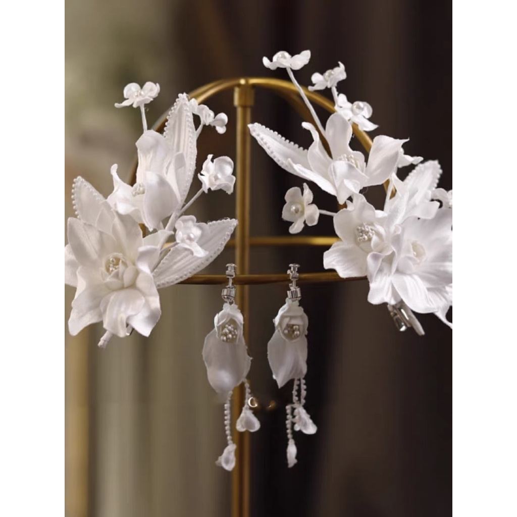 Sét Hoa Cài Tóc Kèm Bông Tai mã W877