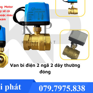 Van bi điện thau thường đóng BVE-Van bi điện đóng mở nước 2 dây thường đóng