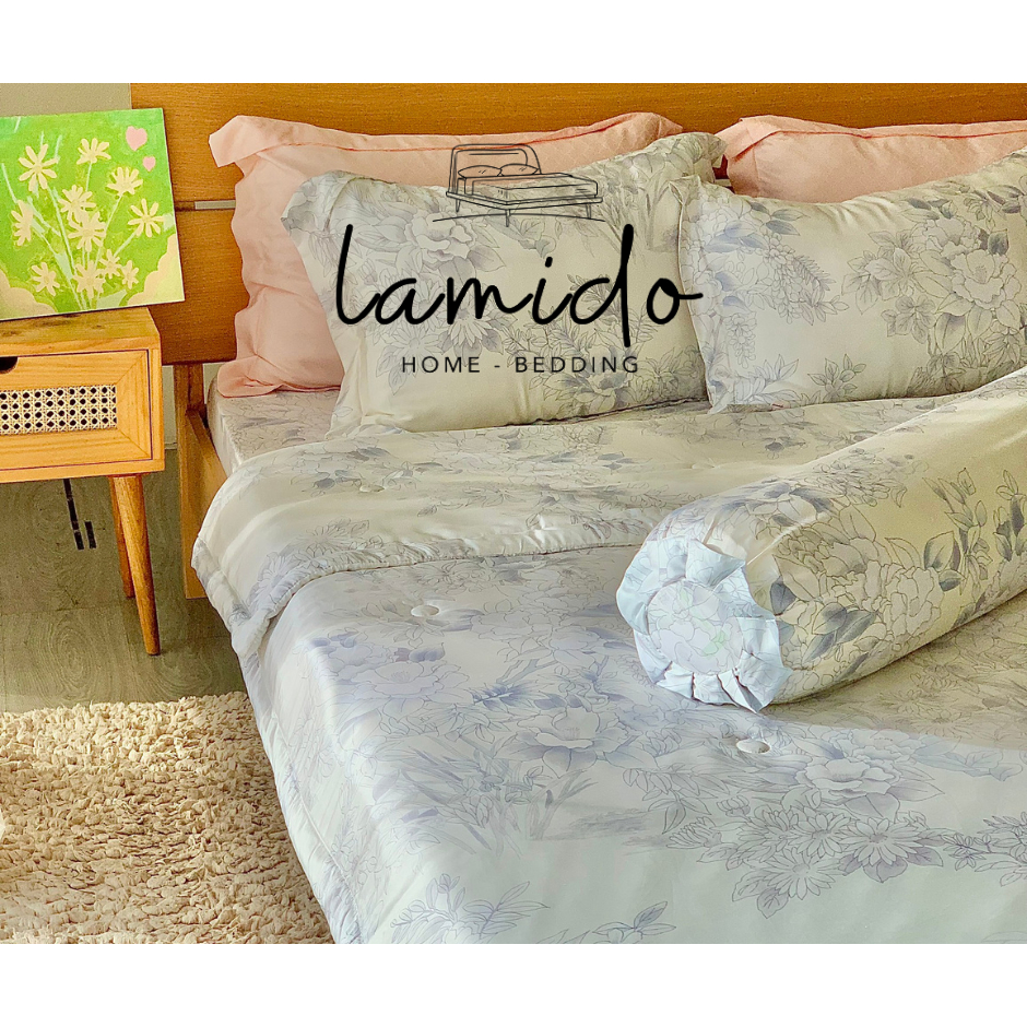 Chăn ga gối Tencel mẫu Hoa Sứ 80s LAMIDO size ga nệm 1m4, 1m6, 1m8, 2m