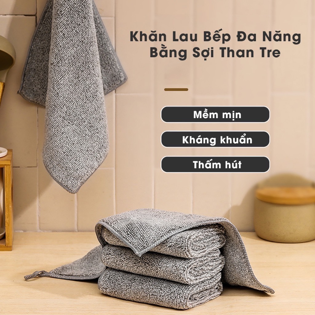 Khăn Lau Bếp Đa Năng 2 Mặt Thấm Hút Siêu Sạch tiện dụng màu ghi