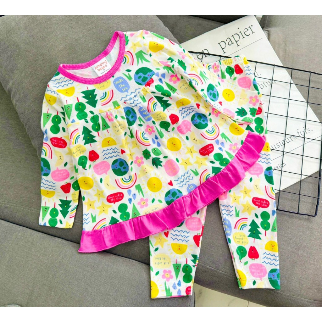 Bộ dài tay bé gái 9-22 kg set đồ tay dài quần dài thun cotton thoáng mát mềm mịn hình in họa tiết cute Homie Kids