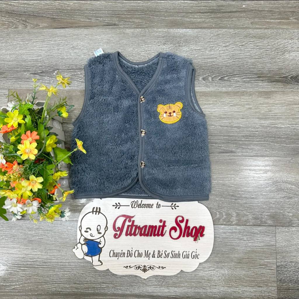 Gile len lông cừu thêu mèo cho bé mặc thu dông