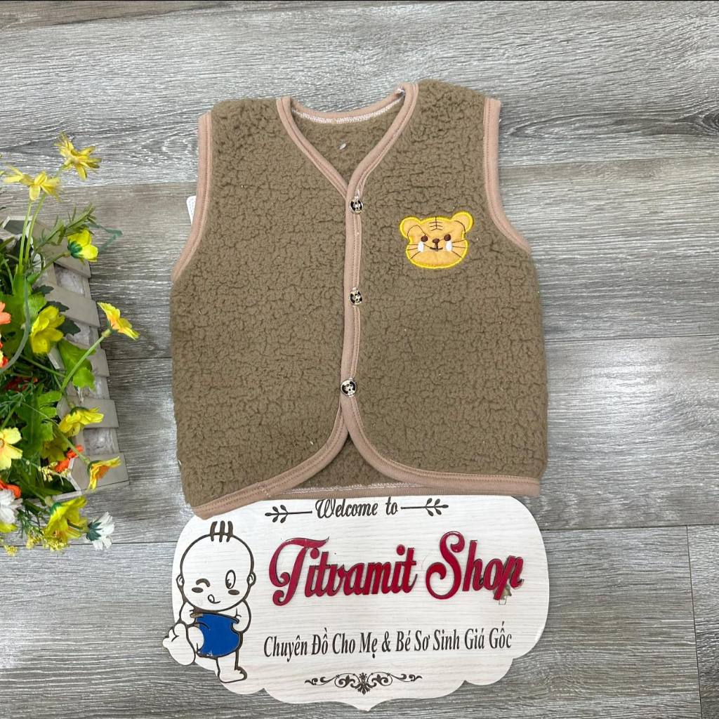 Gile len lông cừu thêu mèo cho bé mặc thu dông