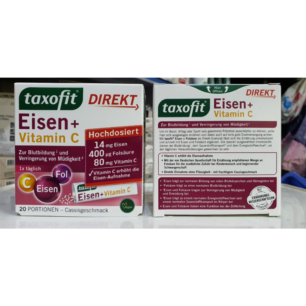 Taxofit Eisen Vitamin C + Folsaure hộp 20 gói của Đức