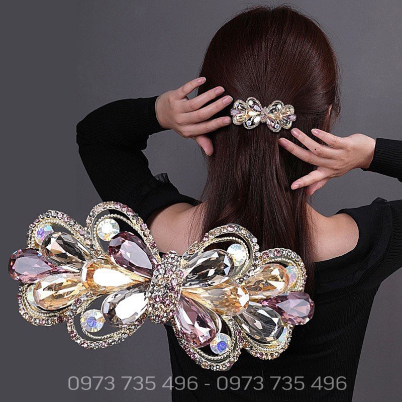 Kẹp Tóc Đính Đá Pha Lê Cao Cấp Thời Trang Sang Trọng Cho Nữ