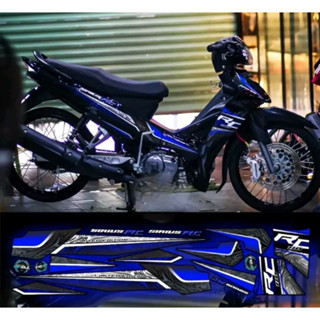 tem xe sirius mẫu tem rc hoạ tiết khói xám dán dàn áo màu đen