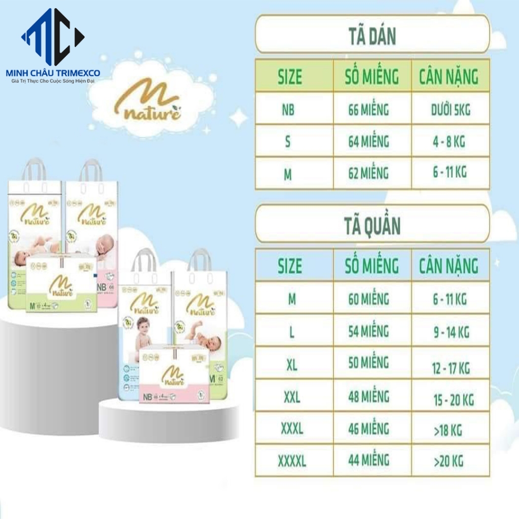 Bỉm Quần/Dán Momo NATURAL Hữu Cơ Cao Cấp S64 dán/ M62 dán/ M60 quần/ L54 quần/ XL50/ XXL48/ XXXL46
