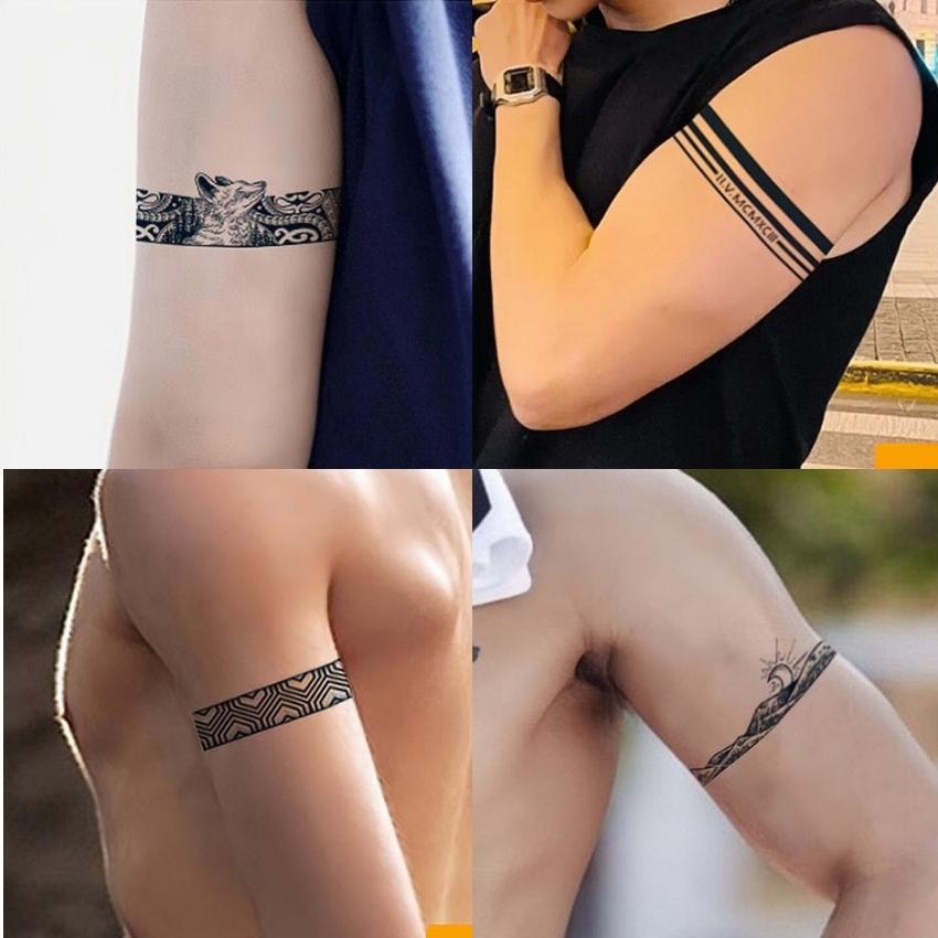 Hình Xăm Dán Tạm Thời Vòng Tay Bắp Tay Nam Nữ Kéo Dài 15 Ngày Chống Nước Chống Cọ Xát