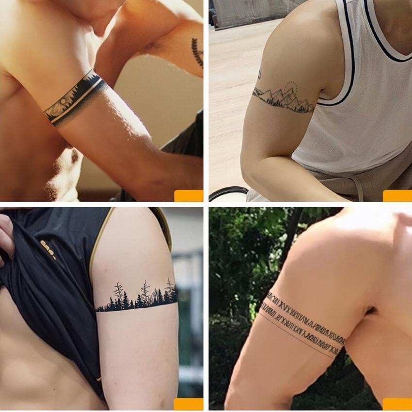 Hình Xăm Dán Tạm Thời Vòng Tay Bắp Tay Nam Nữ Kéo Dài 15 Ngày Chống Nước Chống Cọ Xát