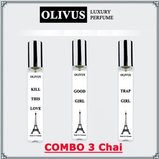 Combo 3 chai Tinh dầu nước hoa nữ cao cấp OLIVUS Good Girl, Trap Girl, Kill This Love hương thơm thanh lịch