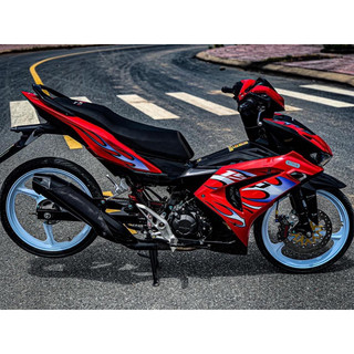 tem xe winner x v3 mẫu tem lửa xanh trắng dán xe dàn áo màu đỏ