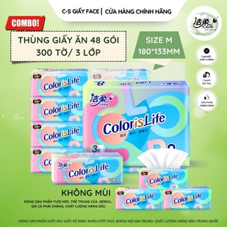 Khăn giấy colorislife cầu vồng 300 tờ 3 lớp 8 gói 1 bịch .