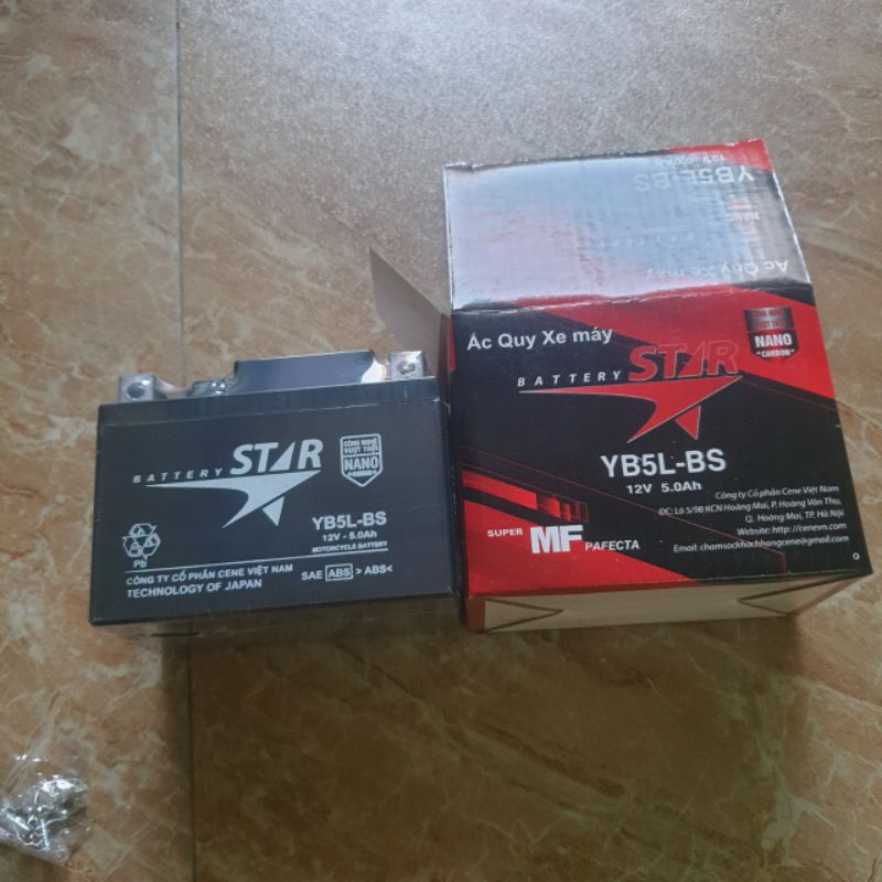 Bình Ác Quy Hiệu Star hàng chính hãng bảo Hành 6Tháng 5a lùn,6a cao.