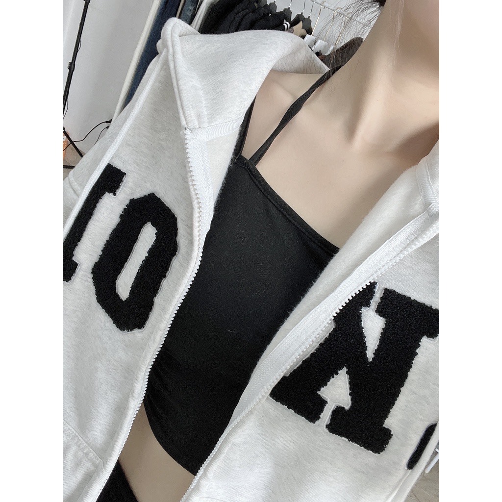 ÁO HOODIE KHÓA KÉO CHẤT LIỆU NỈ BÔNG IN CHỮ LKOD, SIÊU PHẨM MŨ TO PHONG CÁCH HÀN QUỐC SIÊU DÀY