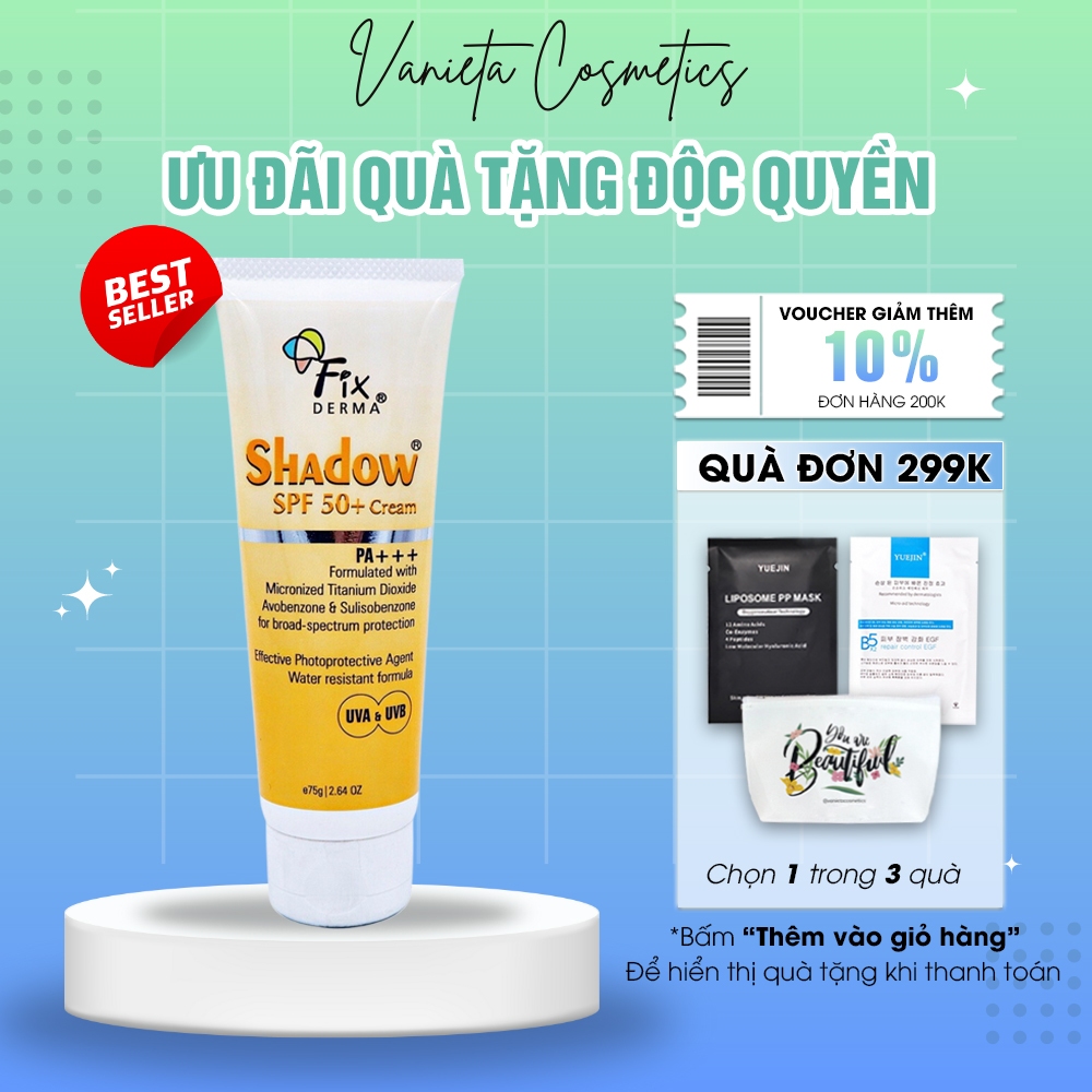 Kem chống nắng Fixderma Shadow SPF 50+ PA+++ 75g chống nắng và giữ ẩm