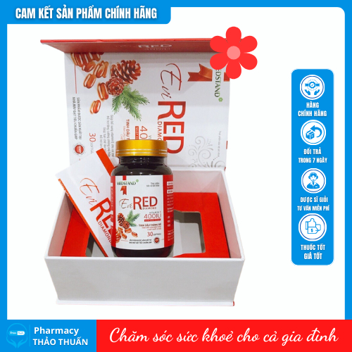 Vitamin E đỏ - Evired Diamond 400IU - Đẹp Da, Trắng Da, Chống Lão Hóa, Nám, Tàng Nhang - Lọ 30 viên